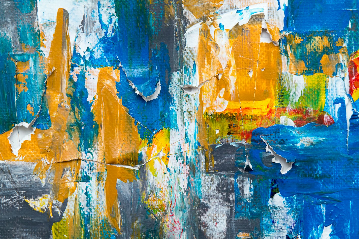 Thick paint layers show texture and cracking on a canvas.